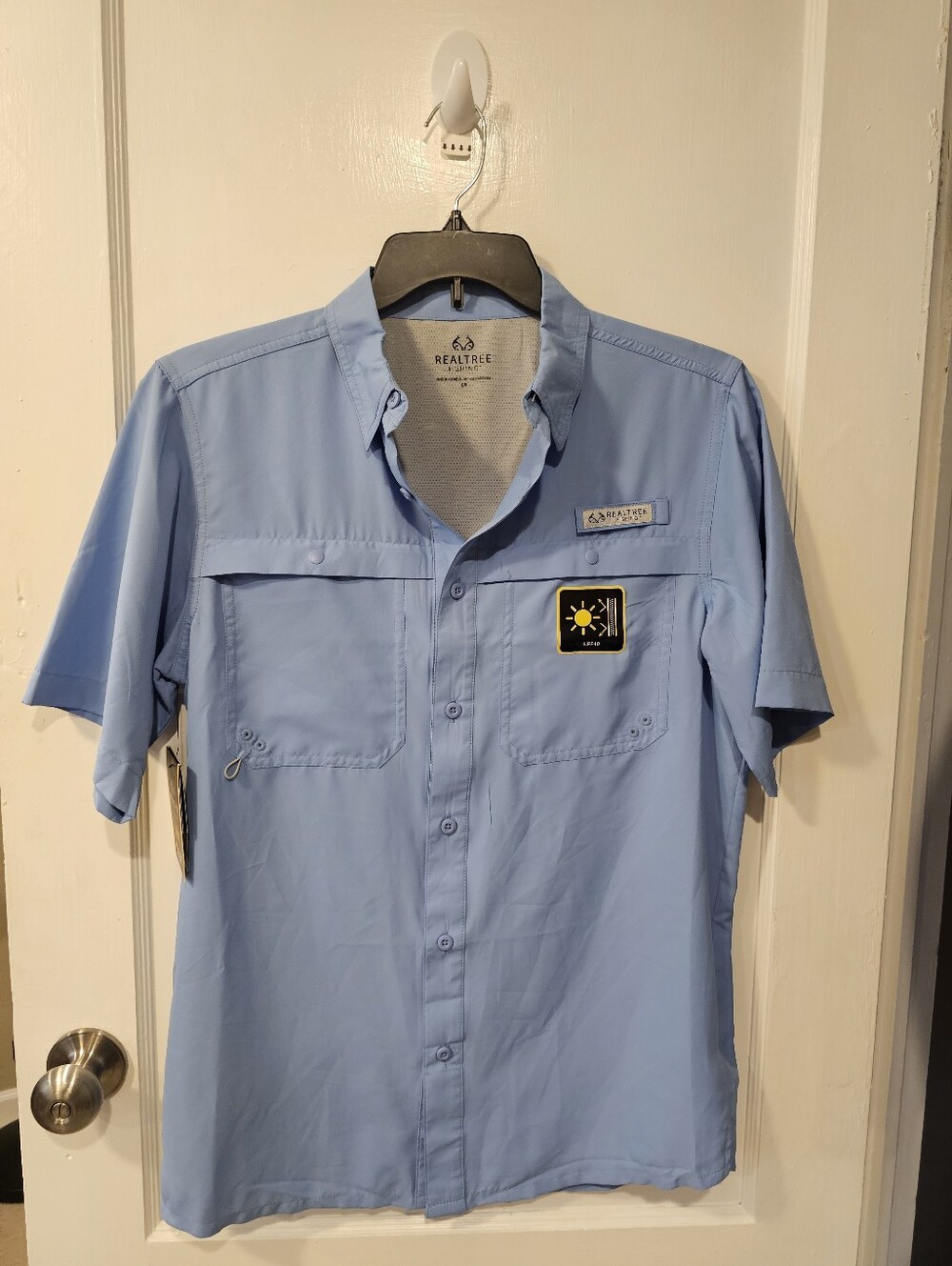 Realtree Light Blue Short-Sleeve Fishing Guide Button-Down Shirt